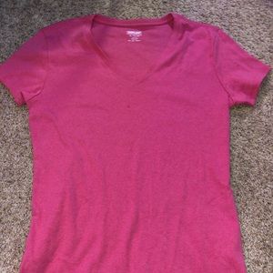 Oversized pink v-neck T-shirt
